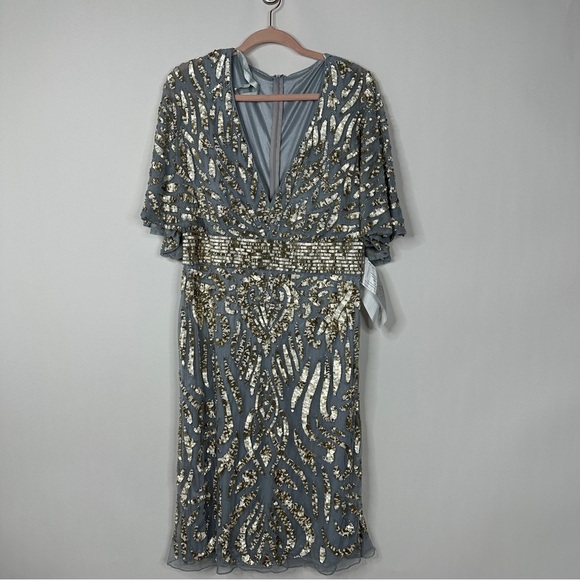 NWT Mac Duggal Embellished Cape Sleeve Cocktail Dress (Plus) Sz 16W - Picture 5 of 9